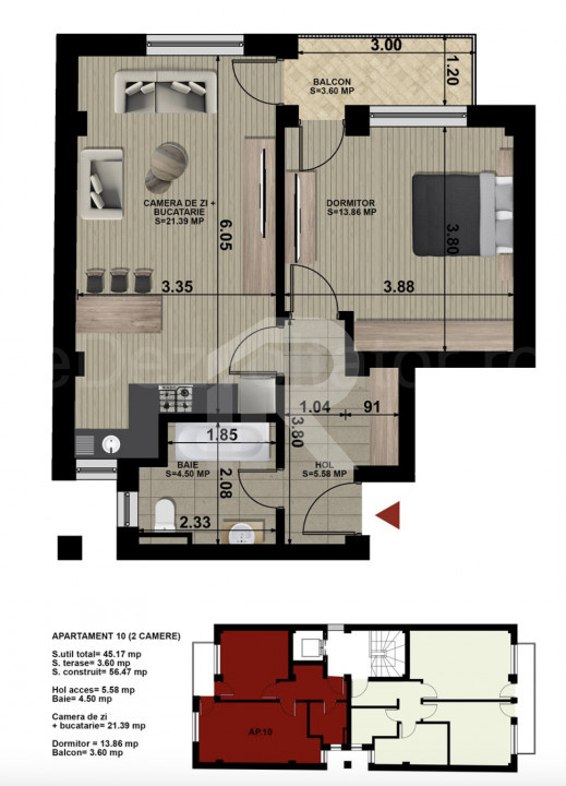 M. Voievod, Piata Muncii, apartament cu 2 camere de vânzare COMISION 0